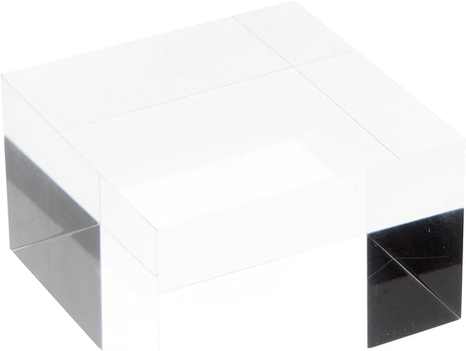 Plymor Clear Polished Acrylic Square Display Block, 2" H x 3" W x 3" D (2 Pack)