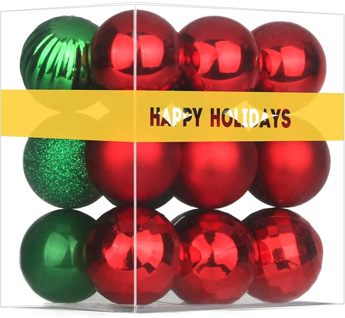 Red & Green 3.2" Large Christmas Balls - Christmas Tree Decoration Ornaments Shatterproof Hanging Balls for Birthday Halloween Holiday Wedding Decorations Set of 18pcs