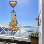 Garden Loving Heart Wind Chimes Outdoor Indoor Decor - with 4 Tubes 6 Bells 7 Hearts Mobile Romantic Wind Catcher, Heart Shaped Windchimes for Home, Mom Gifts, Balcony, Festival, Garden Decoration