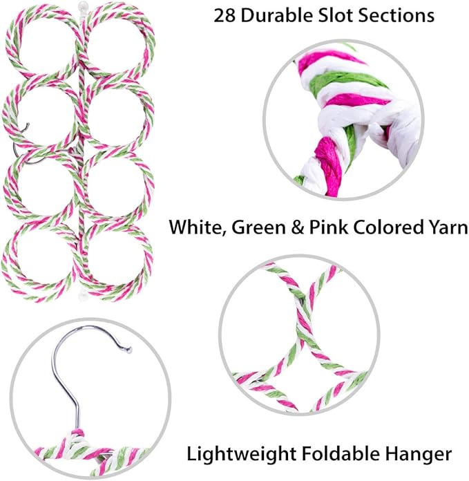 Super Z Outlet Foldable 28 Ring Hole Slots Space Saving Clothing Closet Hanger Scarf, Ties, Belts, Socks Organizer for Home Bedroom, Bathroom, Living Room (Multicolor) (Pack of 2)