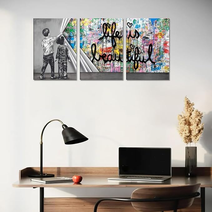 Novatique Modern Graffiti Wall Art Banksy Wall Art Abstract Poster Print Wall Decor Classic Street Painting Graffiti Art for Living Room Bedroom,12" x 16" x 3Pcs