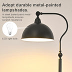 Bright Reading Floor Lamp with Remote Control and Bluetooth Dimming,Rustic Vintage Living Room Bedroom Bedside Office Study Library Adjustable Black Standing Warm Lights, Mid Century Modern Home Decor