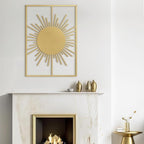 SIGNLEADER Metal Wall Art Decor Shining Sun Landscape Minimalist Modern Abstract Wall Sculpture Hangings Home Decoration for Living Room, Bedroom, Bathroom, Kitchen, Outdoor - 18" Gold