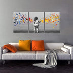 Novatique Banksy Wall Art Street Wall Art Colorful Butterfly Graffiti Painting Canvas Print Modern Graffiti Picture Art for Office Living Room Bedroom,20”x 28”x3Pcs