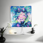 HOUHUANG Anime Fluorescent Tapestry - 59x59 Inches Large Wall Hanging for Room Decoration, Glow-in-the-Dark Trippy Boho Style with Blacklight Effects, Perfect for Bedroom and Custom Tapestry Lovers (The Winning Girl)