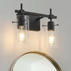 SOLFART Vintage 2 Lights Bathroom Light Fixtures Wall Sconces Black Vanity Lights for Bathroom Vanity Lighting Fixtures Wall Light Fixtures Bathroom Vanity Lights BK