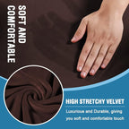 H.VERSAILTEX Sofa Cover 3 Piece T Cushion Sofa Slipcovers Thick Velvet Couch Cover Furniture Protector Stretch T Cushion Sofa Covers for 2 Cushion Couch with 2 T Cushion Covers Washable, Brown