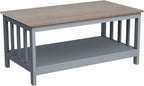 ChooChoo Grey Coffee Table, Coffee Table with Shelf for Living Room, 40 Inch
