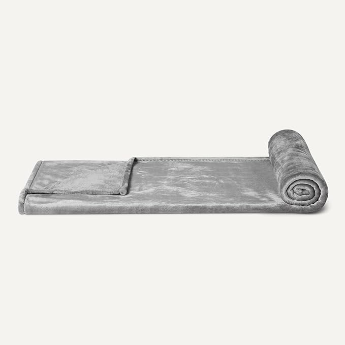 Amazon Basics Soft Fleece Throw Blanket, Lightweight Cozy Blanket for Couch & Sofa, 50 x 60 Inches, Gray