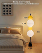Lightdot Yellow Globe Floor Lamp with 3 Color Temperatures LED Bulbs Included,Dimmable Floor Lamps with Touch Switch,Unique Modern Standing Tall Lamp for Bedroom Living Room/Sofa Beside/Corner Decor