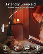 Diomart Rechargeable LED Desk Lamp, Clip On Dimmable Reading Light with Timer, Red Light Sleep Aid Bedside Lamp for Workbench, Kids, Studying，Home