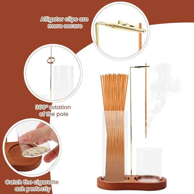 2 in 1 Glass Incense Holder, Incense Sticks Burner Holder with Storage, Anti-Ash Incenses Burner, Hang Upside Down Incenses Holder for Meditation Yoga Spa Home Decor