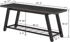Industrial Entryway Bench Rustic Wood and Metal Storage Bench for Indoor Living Dining Room Bedroom Long Shoe Benches Seat (Charcoal Black)