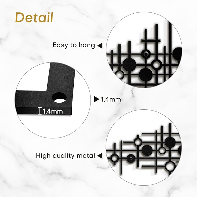 SIGNLEADER Metal Wall Art Decor Black Circle Abstract Shapes Minimalist Modern Abstract Wall Sculpture Hangings Home Decoration for Living Room, Bedroom, Bathroom, Kitchen, Outdoor - 36" Black