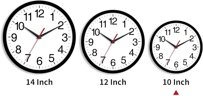 Wall Clock Modern 10 Inch Black Battery Operated Silent Non Ticking Analog for Living Room Office Home Bedroom Kitchen Bathroom