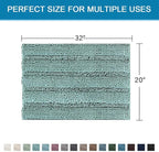H.VERSAILTEX Bath Rugs for Bathroom Non Slip Bath Mats Extra Thick Chenille Striped Rug 20" x 32" Absorbent Non Skid Fluffy Soft Shaggy Washable Plush Mat for Indoor, Bath Room, Tub - Eggshell Blue