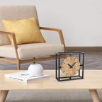 Vintage Black Table Clock on Stand, Decorative Desk and Shelf Clock, Rustic Mantel Clock Farmhouse Clock Non-Ticking