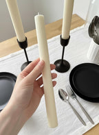 10" Candle Sticks, Ribbed Taper Candles, Ivory, 4-Pack, Unscented