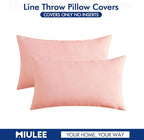 MIULEE Pack of 2 Decorative Outdoor Solid Waterproof Throw Pillow Covers Spring Valentine Faux Linen Garden Farmhouse Cushion Cases for Patio Tent Balcony Couch Sofa 20x12 Inch Light Pink