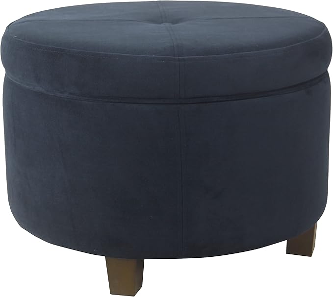 HomePop Large Velvet Storage Ottoman - Navy