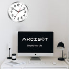 AKCISOT Wall Clock 12 Inch Silent Wall Clocks Battery Operated Non Ticking - Modern Silver Clock Decorative for Kitchen, Bathroom, Bedroom, Living Room, Office, Home