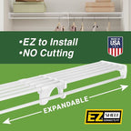 EZ SHELF- Closet Shelf with Hanging Rod, Expands 40.5-73", White, Closet Shelves Hold 200 lbs, Easy Install Closet Organizer to 2 Side Walls, Alternate for Closet Wire Shelving & Laundry Room Shelves