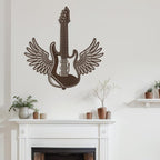 SIGNLEADER Metal Wall Art Decor - Electric Guitar with Wing Minimalist Modern Abstract Wall Sculpture Hanging Home Decoration for Living Room, Bedroom, Bathroom, Kitchen, Studio, Outdoor - 36" Bronze