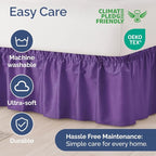 Wrap Around Dust Ruffle Bed Skirt - Purple - Twin/Twin XL Size Beds with 18 Inch Drop - Easy Fit Elastic Strap - Adjustable Pleated Bedskirt w/Brushed Fabric - Wrinkle Free - Women, Men, Kids & Teens