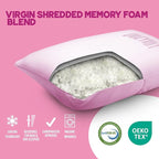 Fluff and Stuff Comfort Pillow | Queen Size Memory Foam Pillows, Chiropractor Designed and Approved 2-in-1 Back Support and Bed Pillows | Fully Adjustable Pillow (Rosie, Queen (Pack of 1))