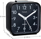 Small Battery Operated Analog Travel Alarm Clock Silent Non Ticking, Gentle Wake, Ascending Beep Sounds, Snooze,Lighted on Demand, Easy Set