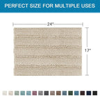 H.VERSAILTEX Bath Mats for Bathroom Non Slip Thick Chenille Striped Bath Rug Absorbent Fluffy Soft Shaggy Rugs Washable Dry Fast Plush Mats for Indoor, Bath Room, Tub - 17" x 24", Fog
