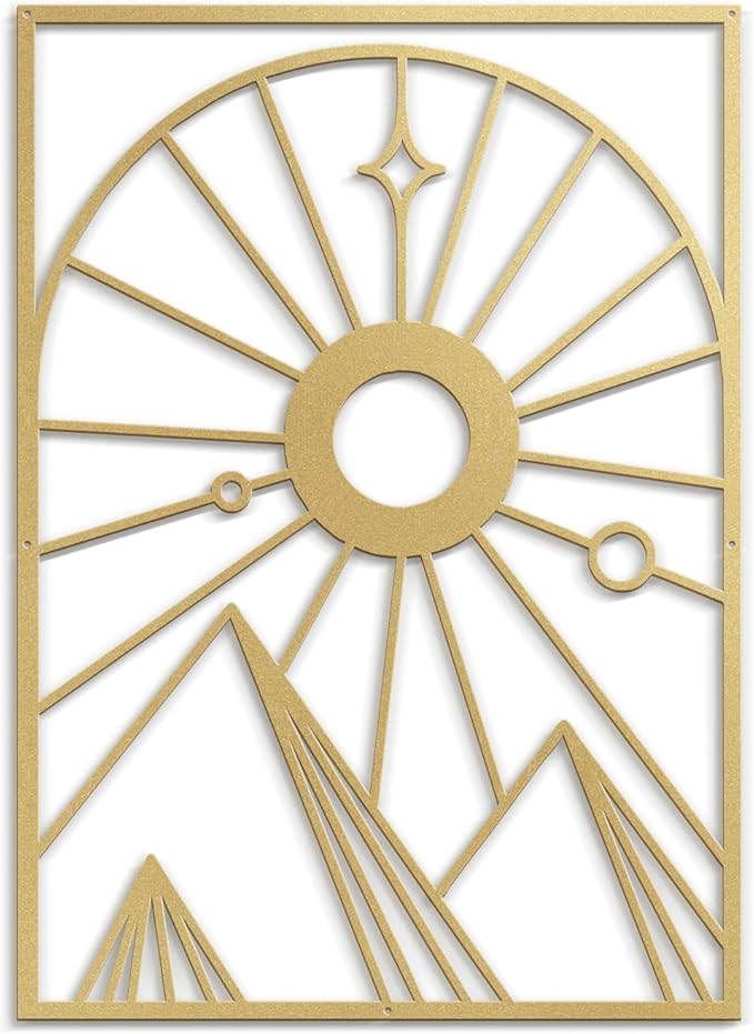 SIGNLEADER Metal Wall Art Decor Geometric Semi Circle Landscape Minimalist Modern Abstract Wall Sculpture Hangings Home Decoration for Living Room, Bedroom, Bathroom, Kitchen, Outdoor - 30" Gold