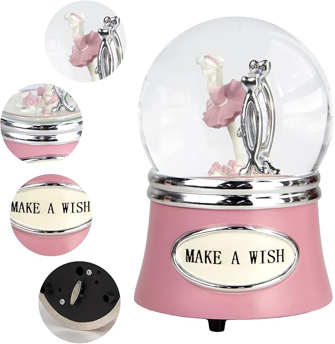 Ballerina Snow Globe, Christmas Music Box Snowglobes, Rotating Ballet Dance Gifts for Girls, 100MM Water Globe Musical Boxes, Plays Melody Fur Elise