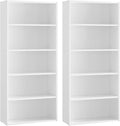 VASAGLE Set of 2 Bookshelves, 23.6 Inches Wide, 4-Tier Open Bookcases with Adjustable Storage Shelves, Floor Standing Units, Cloud White ULBC164T14-2
