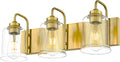 zeyu 21 Inch Gold Bathroom Light Fixtures, 3 Light Bathroom Vanity Light, Modern Vanity Light with Clear Glass Shade, Brushed Gold Finish, ZSL72B-3W BG