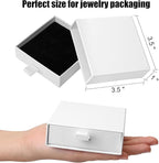 Cardboard Jewelry Boxes, 5 Pack 3.5×3.5x1Inch Jewelry Gift Boxes, Bulk Cotton Filled Small Jewelry Boxes with Lids for Necklace Ring Earring Display Box (White)