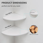 Corner Shelf, White Floating Corner Shelf, Set of 2 7inch Solid Oak Wood Corner Wall Shelves, Round End Wall Mount Display Shelf with Wire Hole for Small Plant for Bedroom Kitchen, Living Room