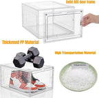 Attelite Upgraded Shoe Storage Box 9 Pack Shoe Box Clear Plastic Stackable X-Large Drop Front Shoe Box with Clear Magnetic Door,Shoe Organizer and Shoe Containers For Sneaker Display