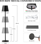 Kakanuo 20" Cordless Table Lamp Rechargeable Black - 2 Pack 5000mAH Battery Operated Lamp for Counter, 3 Color Stepless Dimming Wireless Lamp for Dining Kitchen, Outdoor Patio, Touch Control