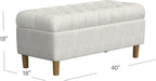 Homepop Home Decor | Tufted Ainsley Button Storage Ottoman Bench with Hinged Lid | Ottoman Bench with Storage for Living Room & Bedroom, Cream Textured Solid