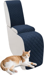 Reclining Sectional Couch Covers Velvet L Shape Recliner Sofa Middle Console Cover for Dogs Pets Washable Anti Slip 1 Additional Recliner Center Console Slipcovers (1 Console, Navy Blue)
