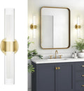 kudos Gold Bathroom Sconces Wall Lighting, Bathroom Vanity Light, Modern Wall Lights with Clear Glass and Frosted Glass,3000K/4500K/6000K Adjustable, KDVL06-GD-2