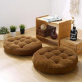 Meditation Floor Pillow Set of 2 Large Round Floor Cushions for Adults Tufted Corduroy Floor Seat Pillows Cushion for Living Room,Brown 16.5" Lx16.5 Wx3 H