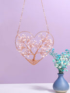 MANIFO Rose Quartz Crystal Tree Life Hanging Ornament Heart Healing Crystal Gemstone Hanging Decoration for Home Garden Window Wall Gifts