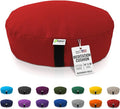 Bean Products Zafu Meditation Pillows for Sitting on Floor, Yoga Cushion, Cotton/Buckwheat Fill Yoga Pillow, Zafu Meditation Cushion, Zen Kneeling Prayer Pad- Made in USA - 14"x18" Oval - RED