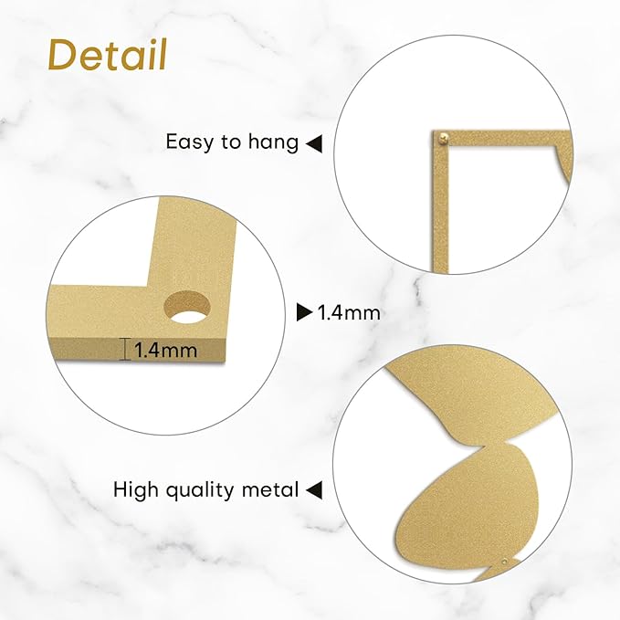 SIGNLEADER Metal Wall Art Decor Abstract Shapes Illustrations Minimalist Modern Abstract Wall Sculpture Hangings Home Decoration for Living Room, Bedroom, Bathroom, Kitchen, Outdoor - 36" Gold