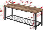 FOLUBAN Entryway Bench, Modern Shoe Storage Bench, Rustic Wood and Metal Entry Bench for Hallway Front Door Entrance, Industrial Indoor Bench for Bedroom Living Room, Oak, 43.3 Inch