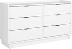 Prepac Simply Modern 6-Drawer Double Dresser for Bedroom, Chest of Drawers, Modern Bedroom Furniture, 52.5” wide x 16” deep x 29.5” tall, White