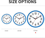 AKCISOT 12 Inch Wall Clock Silent Non Ticking Modern Wall Clocks Battery Operated, Analog Classic Clock Decorative for Bedroom, Kitchen, Home Office, Bathroom, School, Living Room(Blue)