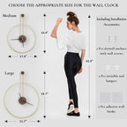 Modern Wall Clock, Large 21.7''×28.7'', Walnut Dial, Silent Non-Ticking Metal Clock for Home Decor, Gold